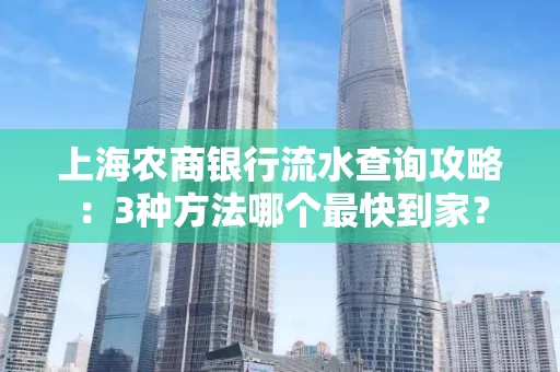 上海农商银行流水查询攻略：3种方法哪个最快到家？